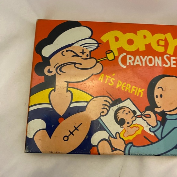 Vintage Popeye Tin Crayon Case with Chubby Chunky Crayons King  American Crayon - Picture 15 of 15